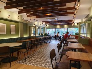 Upstairs seating (front) at The Veg Box Cafe - London in North West London