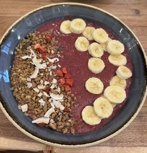 Red berry smoothie bowl   at The Veg Box Cafe - London in North West London