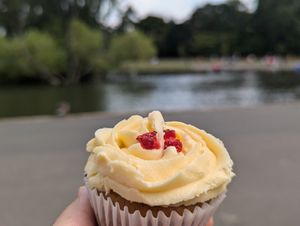 Less healthy but delicious cupcake at The Veg Box Cafe - London in North West London
