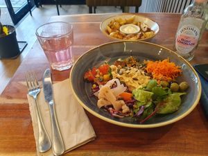 Buddha bowl and wedges with aioli dip! at The Veg Box Cafe - London in North West London
