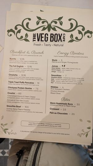 Menu at The Veg Box Cafe - London in North West London