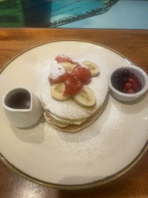 The Most Amazing Delicious Yummy Fluffy Vegan Pancakes   at The Veg Box Cafe - London in North West London