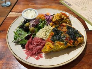 Celeriac and carrot frittata yum!  at The Veg Box Cafe - London in North West London
