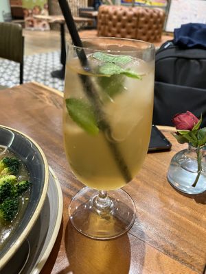 Homemade jasmine and mint kombucha   at The Veg Box Cafe - London in North West London