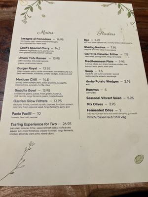 Lunch dinner menu   at The Veg Box Cafe - London in North West London