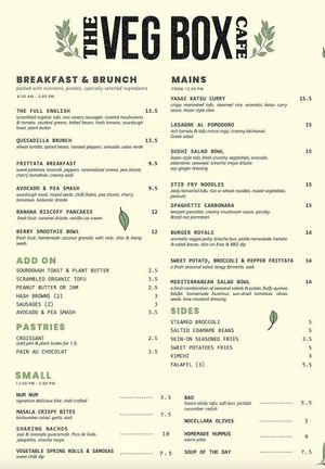 New menu as of June 2025 at The Veg Box Cafe - London in North West London