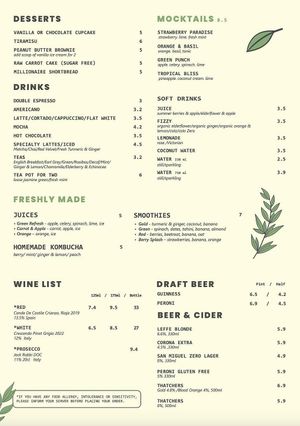 New menu as of June 2025 at The Veg Box Cafe - London in North West London