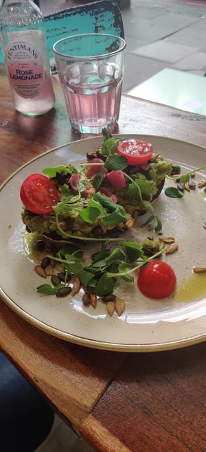 Mushroom & peas toast at The Veg Box Cafe - London in North West London
