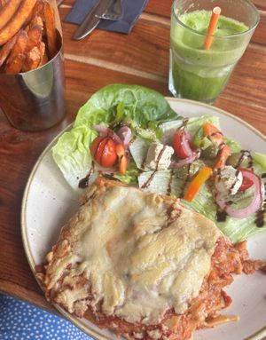 Yum! Vegan lasagna   at The Veg Box Cafe - London in North West London