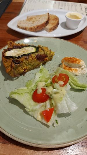 Frittata breakfast with sourdough toast at The Veg Box Cafe - London in North West London