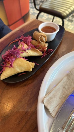 Samosa and spring rolls   at The Veg Box Cafe - London in North West London