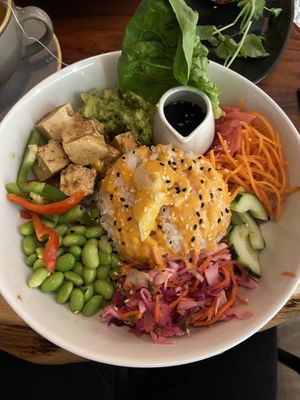 Sushi salad bowl (the sauce was incredible)  at The Veg Box Cafe - London in North West London