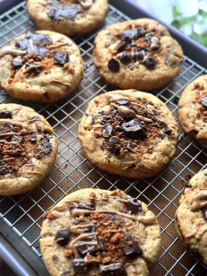 Speculoos Stuffed Chocolate Chip Cookies at This & That Vegan Bakery  in Brooklyn