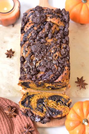 Dark Chocolate Pumpkin Babka at This & That Vegan Bakery  in Brooklyn