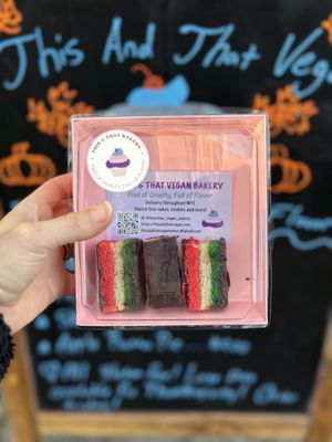 Vegan & Gluten Free Rainbow Cookies   at This & That Vegan Bakery  in Brooklyn