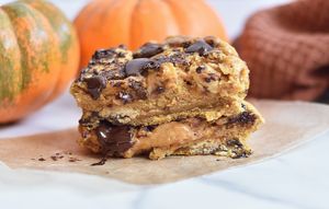 Pumpkin cheesecake stuffed chocolate chip cookie  at This & That Vegan Bakery  in Brooklyn