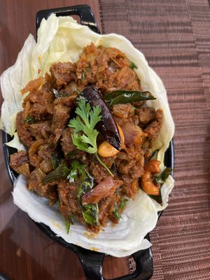 Vegan Soy Mutton Cuka  at Nirmalya in Tiruchirappalli