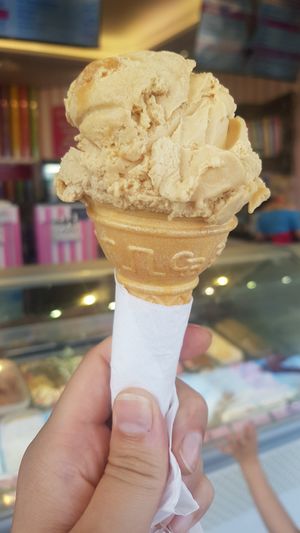 Salted caramel ice cream at Chill At Planet Ice Cream in Scarborough