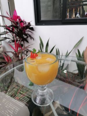Mango juice at Cafe Kitsch in Panajachel