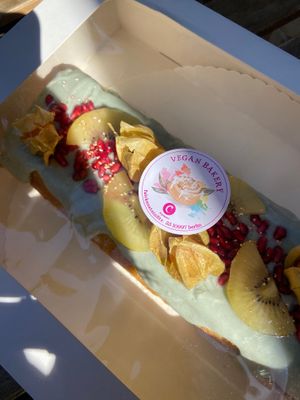 Famous Lemon Cake with Spirulina Frosting 🍋 at C+ Bakery in Berlin