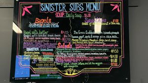 Menu 3  at Sinister Subs in 100 Mile House