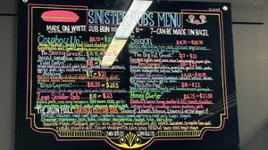 Menu 4  at Sinister Subs in 100 Mile House
