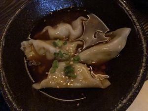 Wonton with chili sauce   at Pusu - 璞素 in Brooklyn