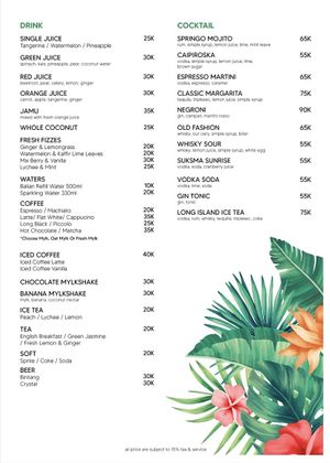 Menu  at Suksma Kitchen  in Canggu