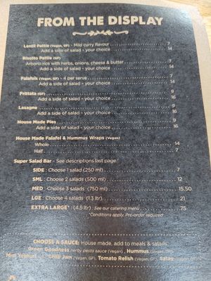 Menu at The Happy Frog in Coffs Harbour