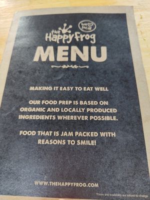 Menu at The Happy Frog in Coffs Harbour