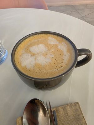 Latte with hazelnut milk at Healpies Almaty  in Almaty