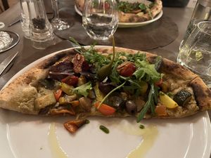 Vegan pizza   at Re al Quadrato in Montepulciano
