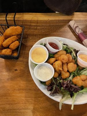 Impossible chicken tenders and cauliflower wings  at Burger Village in Raleigh