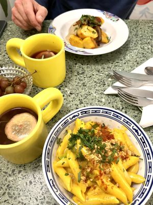 Pumpkin Mac’n’Cheese, alcoholfree hot wine, pumpkin „kopytka” - everything 10/10  at Korzenie Kuchnia Roślinna  in Szczecin