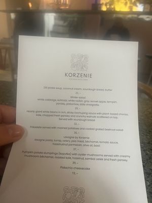 Menü Karte   at Korzenie Kuchnia Roślinna  in Szczecin