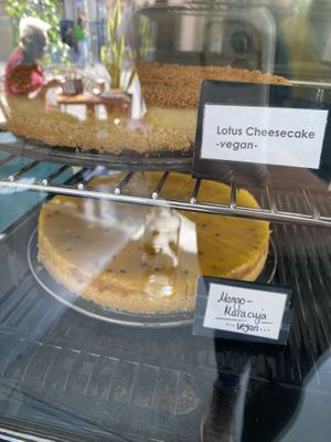 Two choices of cake on the day I was there, both vegan  at DOA in Bad Nauheim