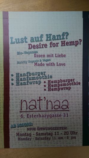 Flyer in German and English at Nat'naa in Vienna