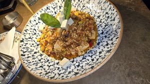 Smoked tufo which was regular tofu and risotto at Babi - Resto Bar & Wine in Tivat