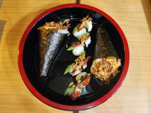 Nigiri Aspargus & Temaki Jack-spicy at Vegan Sushi House  in Lisbon