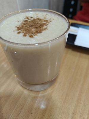 Mango smoothie with cinnamon 🥭 at Vegan Sushi House  in Lisbon