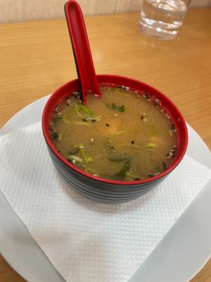 Miso soup at Vegan Sushi House  in Lisbon