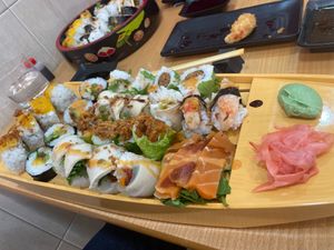 Sushi boat at Vegan Sushi House  in Lisbon
