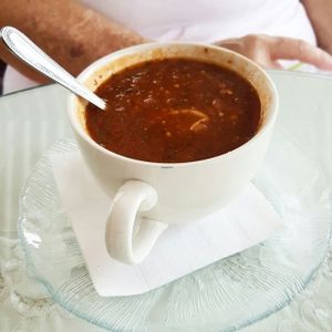Tomato soup NOT VEGAN  at Central Perks Coffee House in Marshall