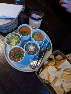 Salsa flight (asl for no cheese) 5/5 at Añejo Restaurant in Banff