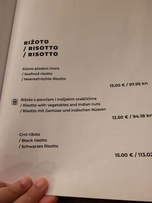 Menu at Gurman Ninski in Nin