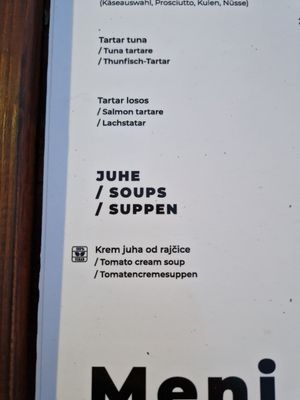 Menu at Gurman Ninski in Nin