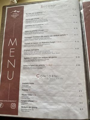 Veg and vegan options   at Sorapiss in Belluno
