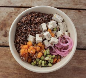 Poke bowl with quinoa, pumpkin, tofu and beans etc  (vegan)   at BDB to go Healthy Food in Tenerife