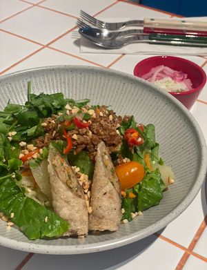 Combination of Bun Cha, Cha Gio, and vegetables  at You Are What You Eat in Seoul