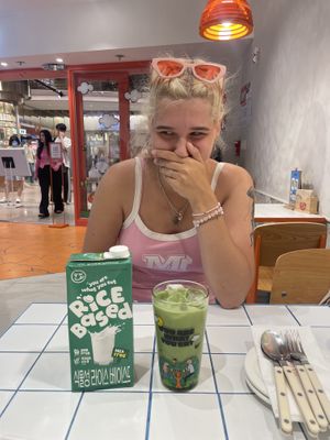 rice milk iced matcha   at You Are What You Eat in Seoul